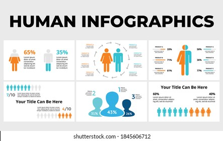 Human Silhouettes Infographic Templates For Your Marketing Or Medical Presentation. Male And Female Vector Figures.