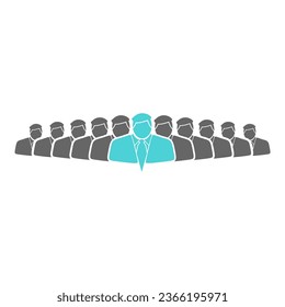 Human silhouettes. Overlay heads. Standing out from the crowd concept. Business, sport and psychology