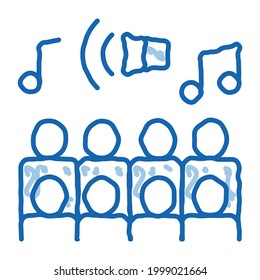 Human Silhouettes Singing Song Concert sketch icon vector. Hand drawn blue doodle line art isolated symbol illustration