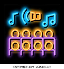 Human Silhouettes Singing Song Concert neon light sign vector. Glowing bright icon transparent symbol illustration