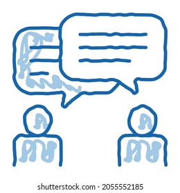 Human Silhouettes Speaking Agile Element sketch icon vector. Hand drawn blue doodle line art isolated symbol illustration