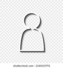 Human simple icon vector. Flat desing. White with shadow on transparent grid.ai