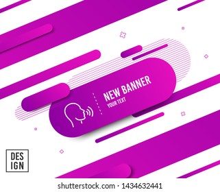 Human sing line icon. Talk sign. Person speak symbol. Diagonal abstract banner. Linear human sing icon. Geometric line shapes. Vector