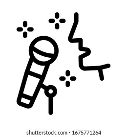 Human Singing in Microphone Icon Vector. Outline Human Singing in Microphone Sign. Isolated Contour Symbol Illustration