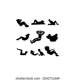 Human sit up workout silhouette design