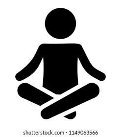 
Human sitting in asanas pose offering yoga icon
