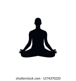 Human sitting in lotus pose, meditation. Vector illustration