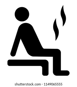 
Human sitting in relaxing manner, giving sauna concept 
