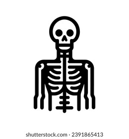 Human skeleton black icon isolated. Vector illustration