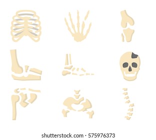 human skeleton bone broken flat icon