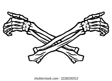 Human skeleton bone hands - vector illustration - Out line
