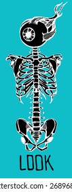 Human skeleton. Creative quote background. Digital illustration
