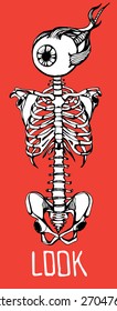 Human skeleton. Creative quote background. Digital illustration