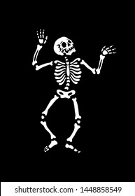 The human skeleton is dancing. Pose of a dancing skeleton. illustration for halloween. For greeting cards, invitations, for printing on T-shirts and more.