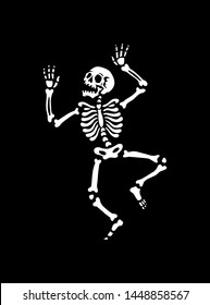 The human skeleton is dancing. Pose of a dancing skeleton. illustration for halloween. Great for greeting cards, invitations, for printing on T-shirts and more.