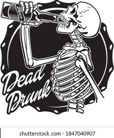 Human Skeleton Drinking A Bottle Of Beer