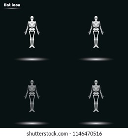 Human skeleton flat grayscale vector icon.