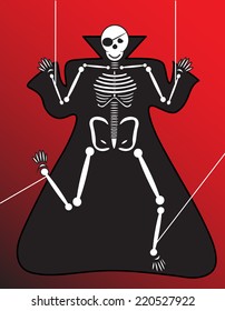 Human Skeleton halloween on red background