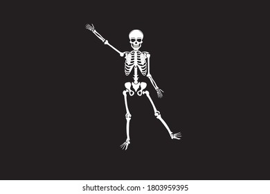 A human skeleton Halloween party. A dancing skeleton pose. Great for greeting cards, invitations, tattoo, for printing on T-shirts. Happy Halloween!