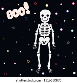 Human skeleton. Halloween set. Vector illustration.