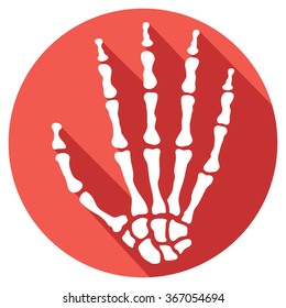 Human Skeleton Hand Flat Icon 