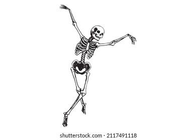 Human skeleton movement isolated on white background