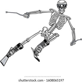 

human skeleton on alpine skis 
