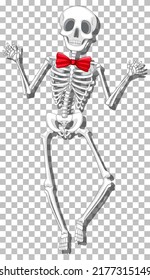 Human skeleton on grid background illustration