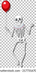 Human skeleton on grid background illustration