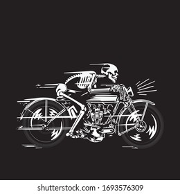 Human Skeleton On Motocross Dirt Bike Vector