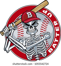 human skeleton playing baseball