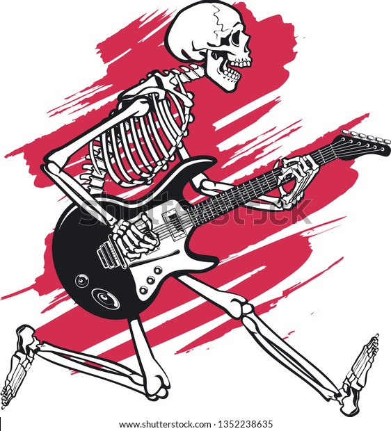 Human Skeleton Playing On Electric Guitar Stock Vector (Royalty Free ...