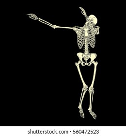 Human skeleton posing DAB, perform dabbing dance move gesture, posing on black background. Vector.