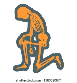 Human skeleton posing. Halloween party design template