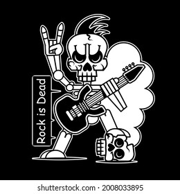 Human skeleton posing isolated over black background vector illustration