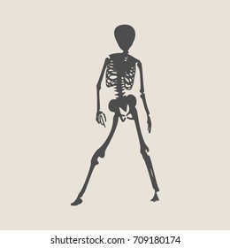 Human skeleton posing. Vector illustration. Halloween party design template