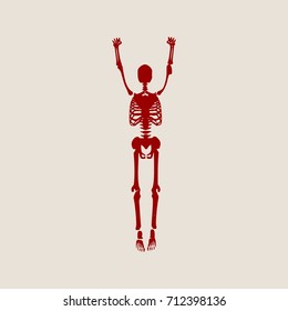 Human skeleton posing. Vector illustration. Halloween party design template