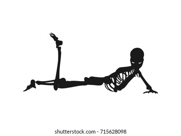 Human skeleton posing. Vector illustration. Halloween party design template