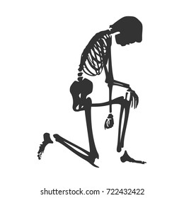 Human skeleton posing. Vector illustration. Halloween party design template