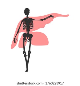 Human skeleton posing with wings of butterfly