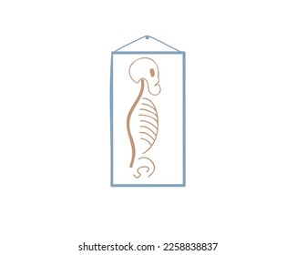 Human skeleton poster. Doodle vector illustration
