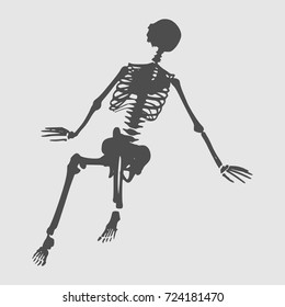 Human skeleton in relaxing pose. Vector illustration. Halloween party design template