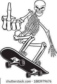 Human Skeleton Riding On A Skateboard