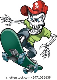 Human Skeleton riding on a Skateboard