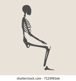 Human skeleton sitting. Vector illustration. Halloween party design template