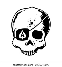 human skeleton skull logo, skull silhouette isolated on white background. skull vector, horrible human skull head silhouette clip art