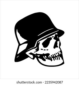 human skeleton skull logo, skull silhouette isolated on white background. skull vector, horrible human skull head silhouette clip art