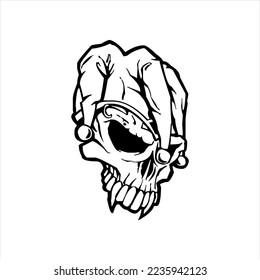 human skeleton skull logo, skull silhouette isolated on white background. skull vector, horrible human skull head silhouette clip art