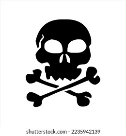 human skeleton skull logo, skull silhouette isolated on white background. skull vector, horrible human skull head silhouette clip art