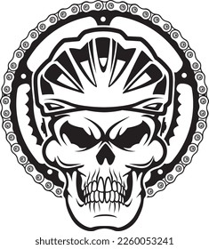 human skeleton wearing a bicycle safety helmet